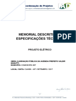 Memorial Descritivo E Especificações Técnicas: Coordenação de Projetos