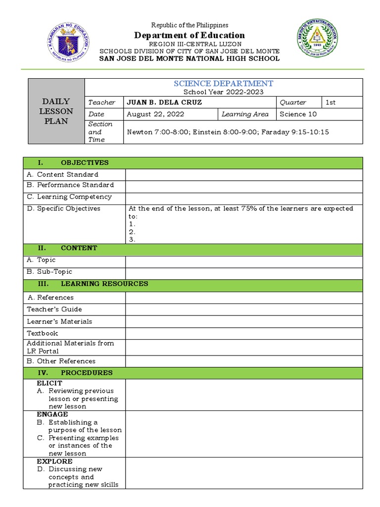DLP Template PDF Learning Teachers