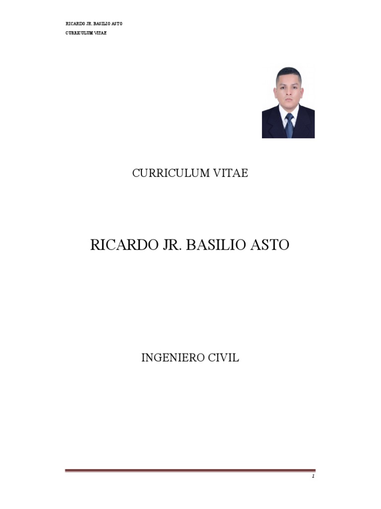 CV de Ricardo Basilio, Ingeniero Civil | PDF | Sectores Economicos ...