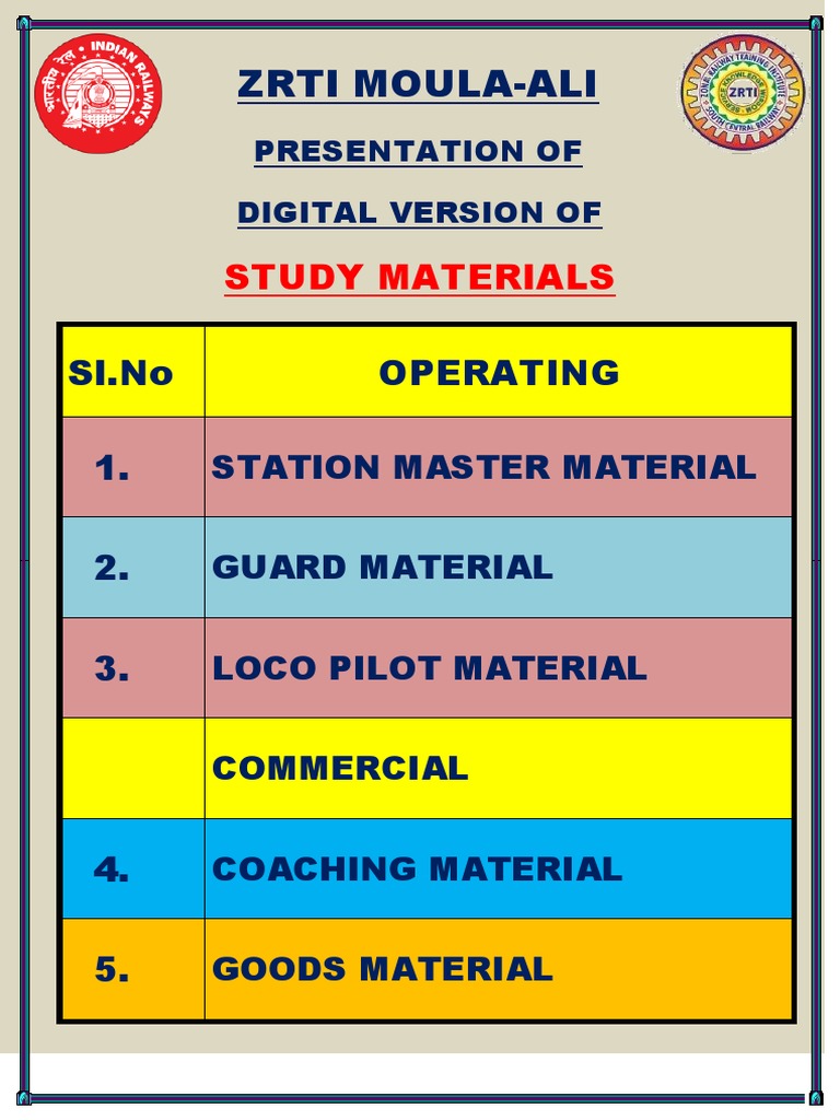 Zrti Combined Study Mat PDF Transport Safety Signal Processing