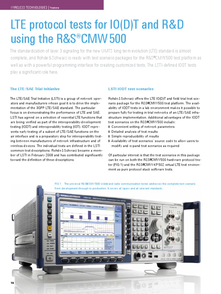 N199 16-20 CMW500-protocol-tests e | PDF | Lte (Telecommunication ...