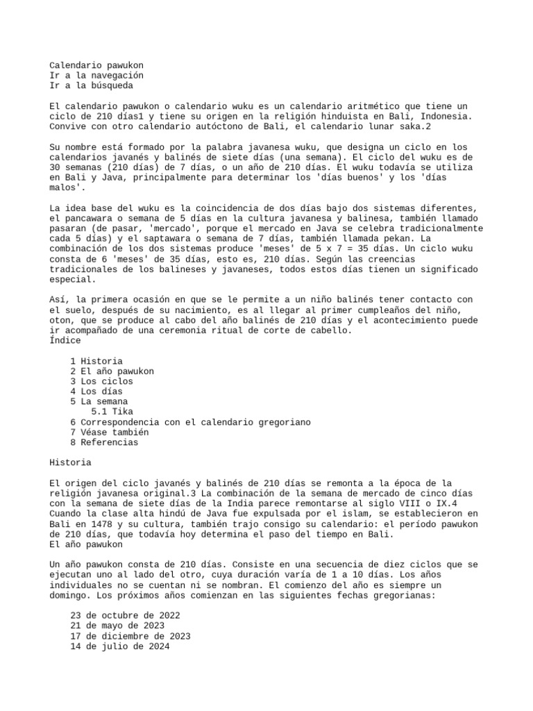 Calendario Pawukon PDF Bali Calendario