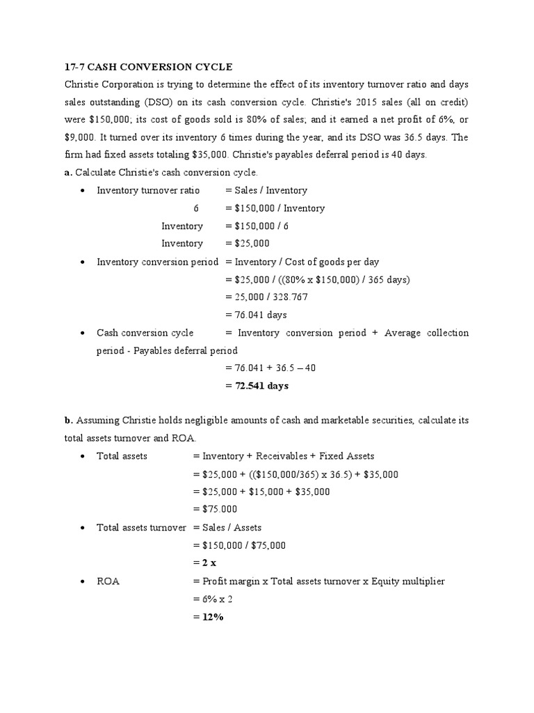 Analyzing Christie Corporation's Cash Conversion Cycle and Financial