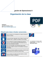 Organizacion de La Clase - Investigacion de Operaciones II