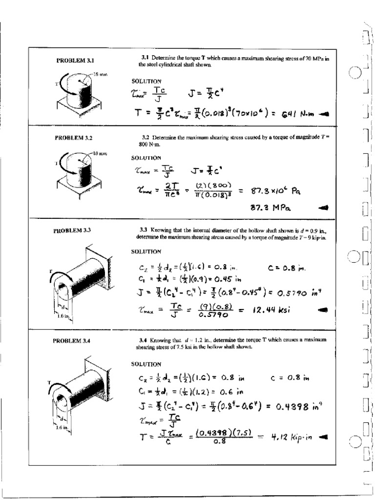 Torque and Shearing Stress Calculations | PDF | Teaching Methods ...