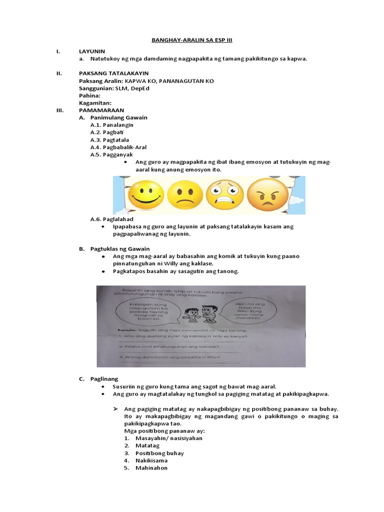 Lesson Plan In Esp 3 Pdf