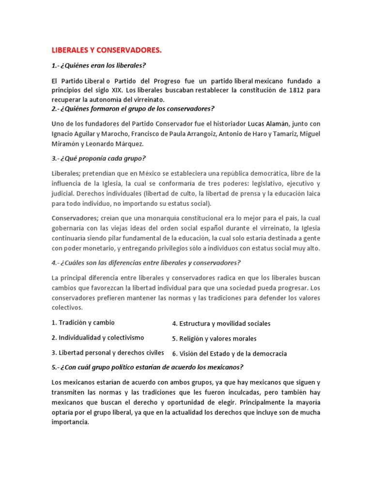 Liberales y Conservadores en México | PDF
