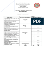 GRD 3 1st Sem Pre Test Table of Specification