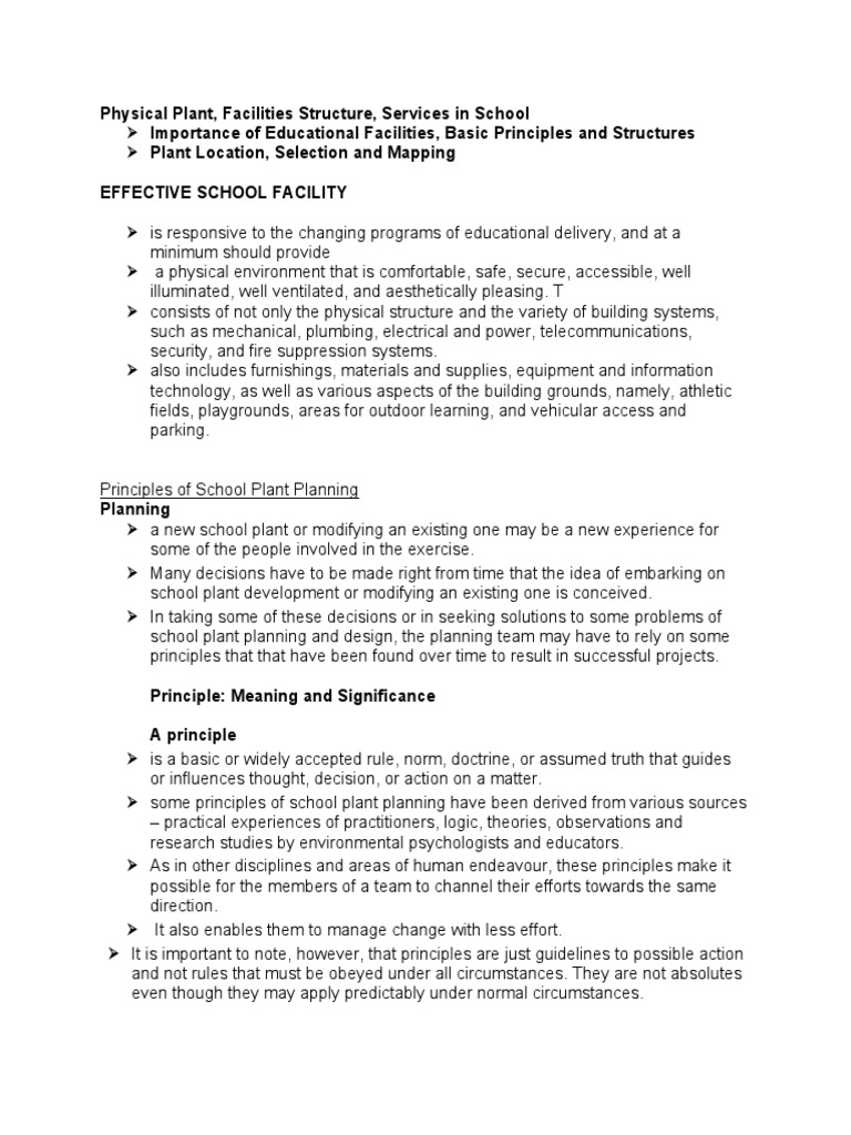 Principles Of School Plant Planning PDF Schools Learning