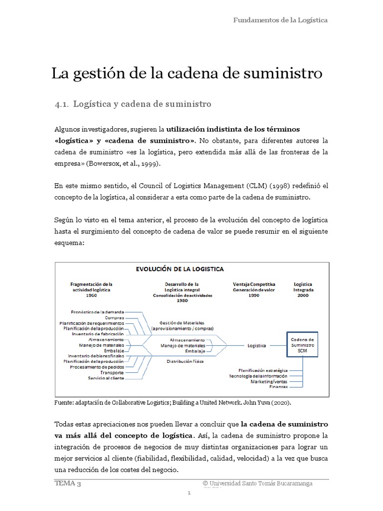 Tema 3 - CADENA DE SUMINISTRO | PDF | Logística | Gestión de la cadena ...