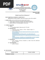 Lesson Plan: Evaluating Algebraic Expressions | PDF | Polynomial | Algebra