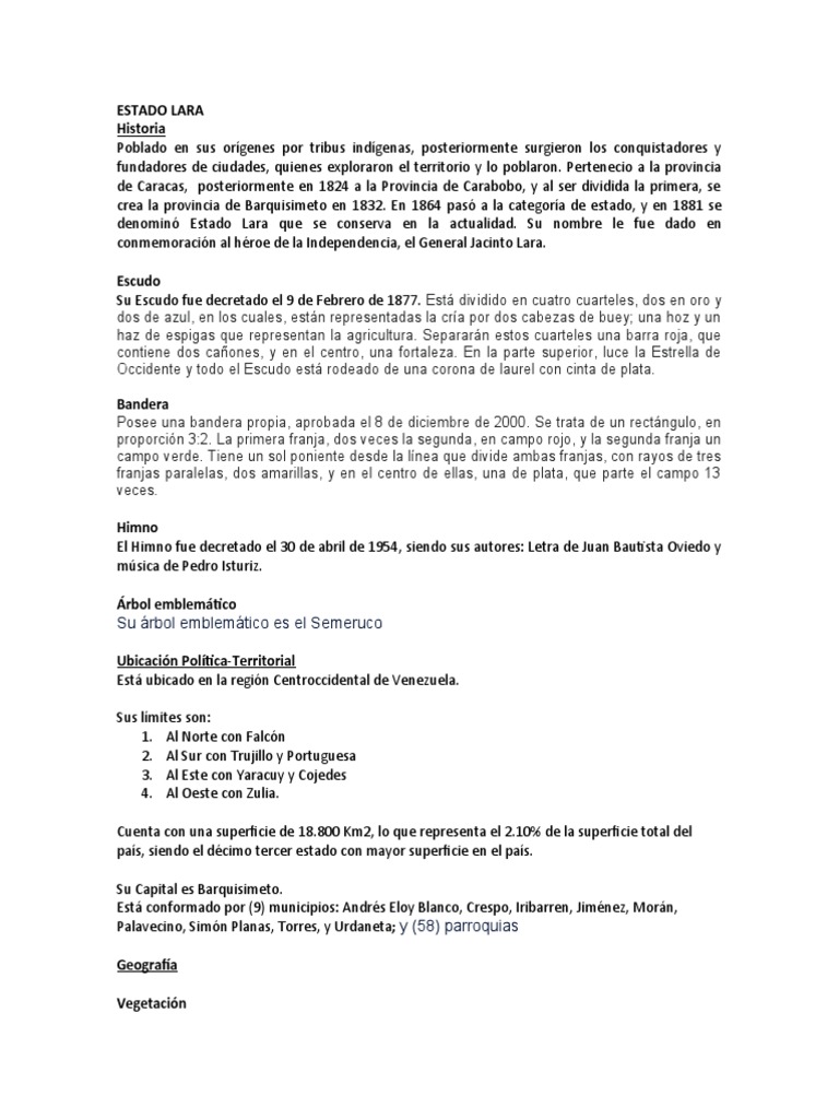 Estado Lara PDF