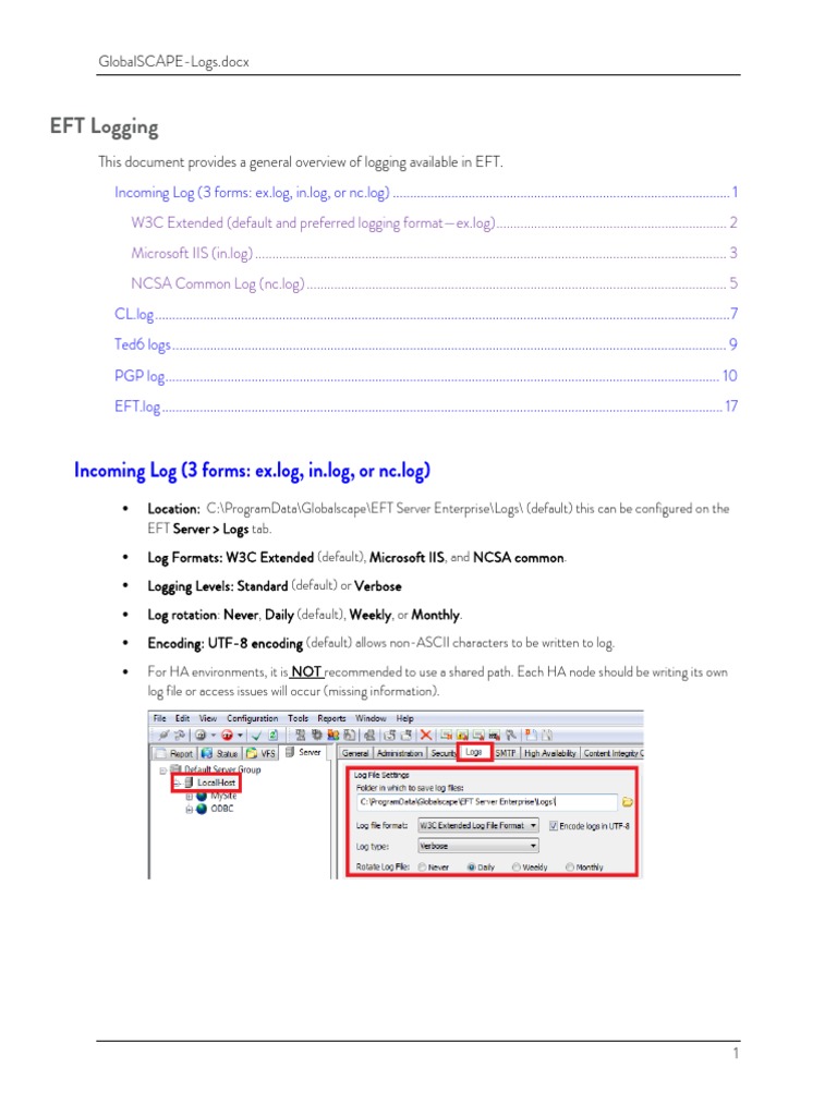 Overview of Globalscape EFT Logging | PDF | File Transfer Protocol ...