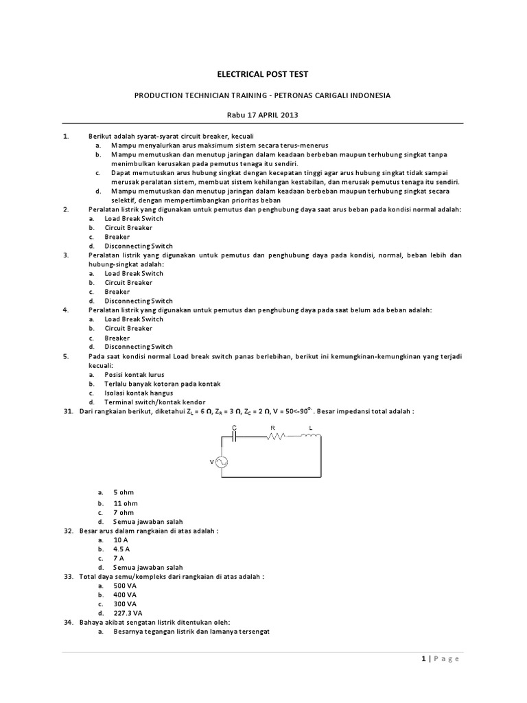 Uji Postingan Listrik untuk Teknisi | PDF