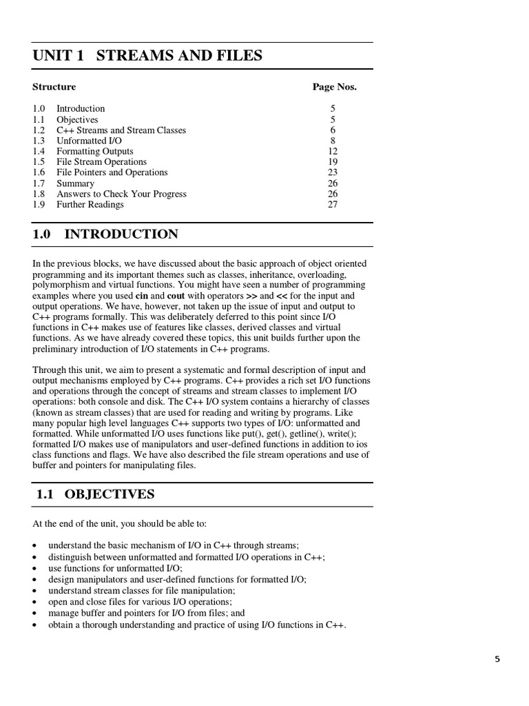 Unit 1 | PDF | Input/Output | C++