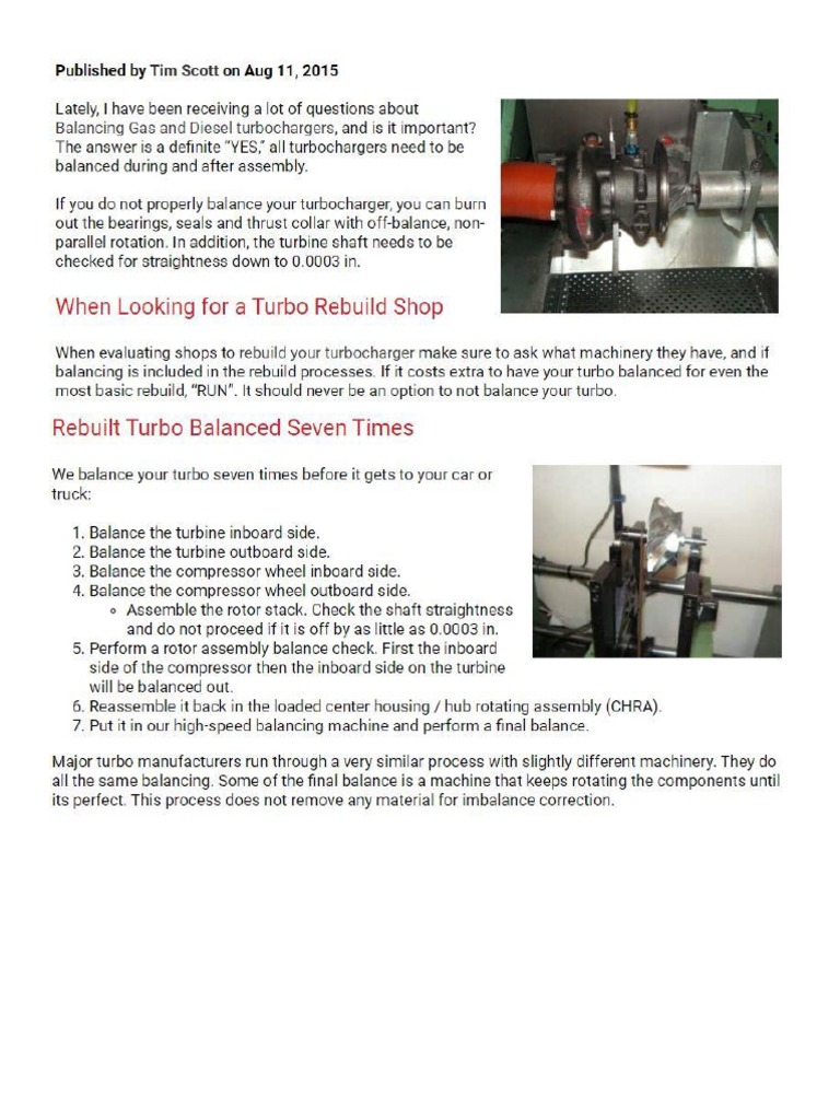 Typical Turbocharger Balancing Process PDF