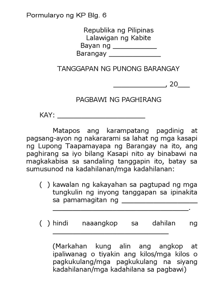 KP Form 6 | PDF