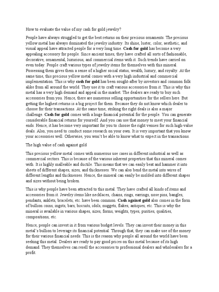 210622 How To Evaluate The Value of My Jewelry PDF Fineness Gold