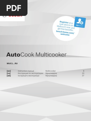 MUC11W12RU Инструкция | PDF | Cooking | Ac Power Plugs And Sockets