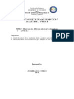 Activity Sheets in Mathematics 7 Quarter 1, Week 8: Schools Division of Pangasinan II