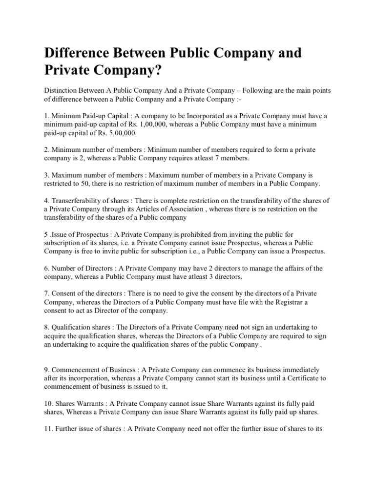 Public vs. Private Company Differences | PDF