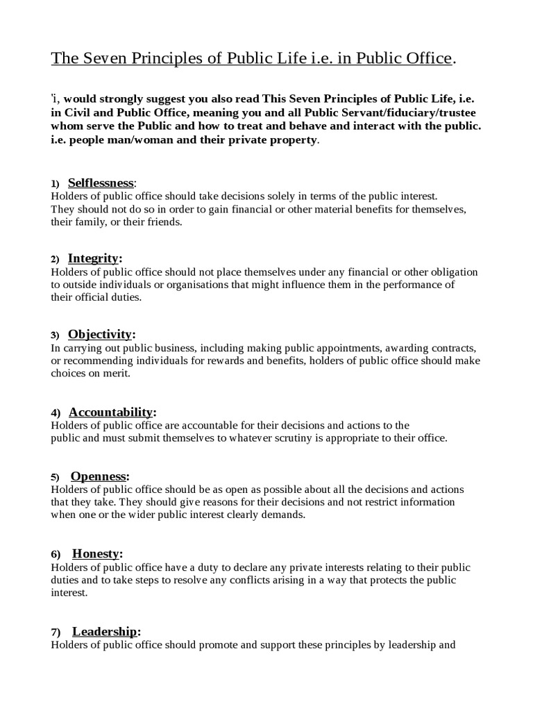 Principles Of Public Life Pdf , Key Principles of Public Life – WYKWI