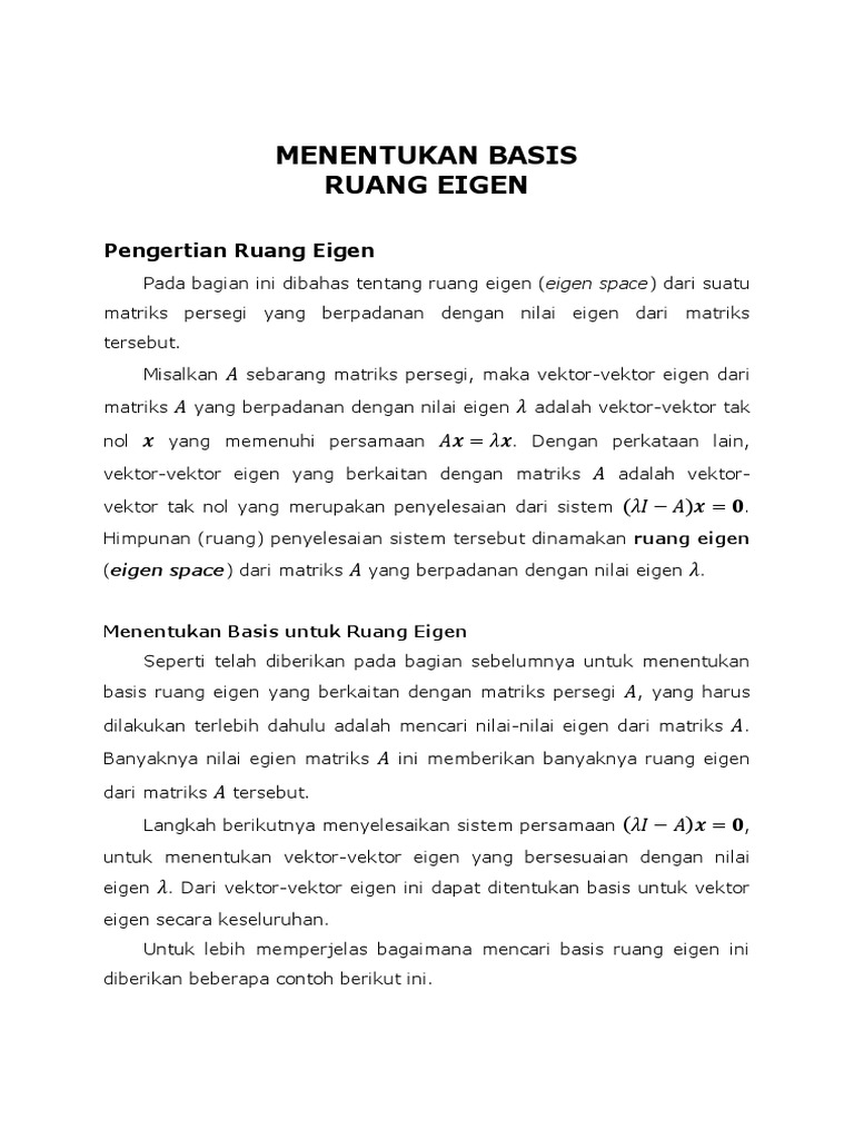 Pertemuan Xiv Menentukan Basis Ruang Eigen Pdf