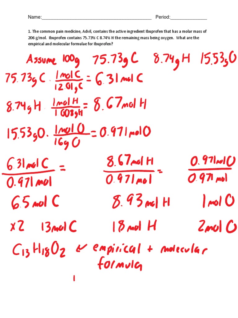 stoichiometry review assignment answer key