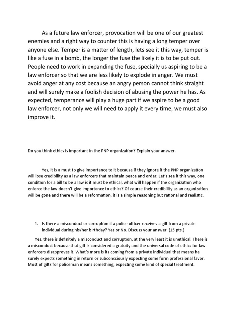 As A Future Law Enforcer PDF Integrity Anger