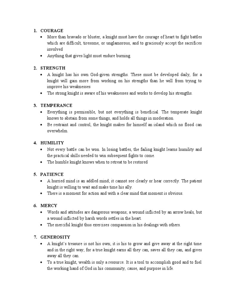 9 Virtues of Medieval Knights PDF