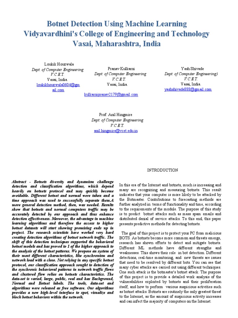 Machine Learning for Botnet Detection | PDF | Statistical ...