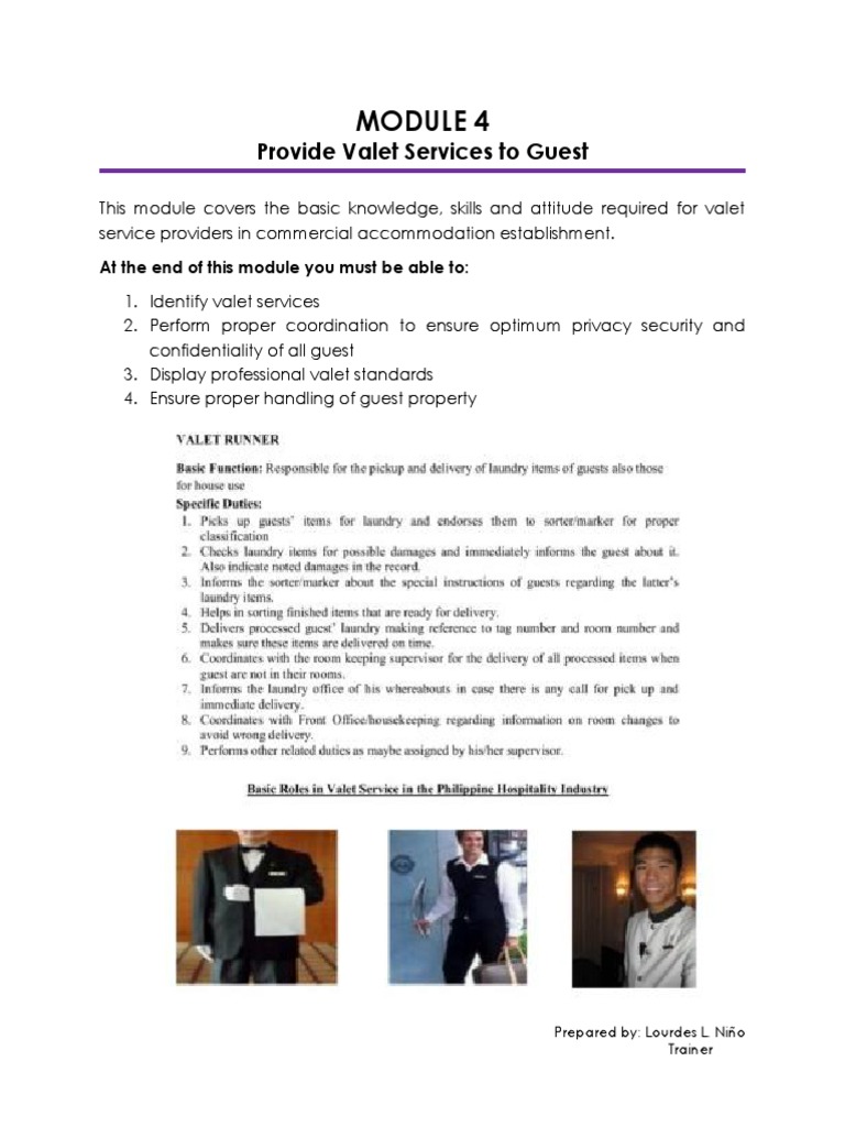 Valet Services Training Module | PDF