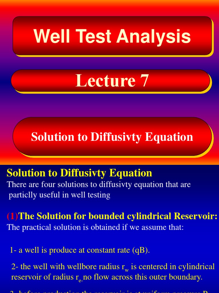 Well Test Analysis: Diffusivity Solutions | PDF | Pi | Applied And ...