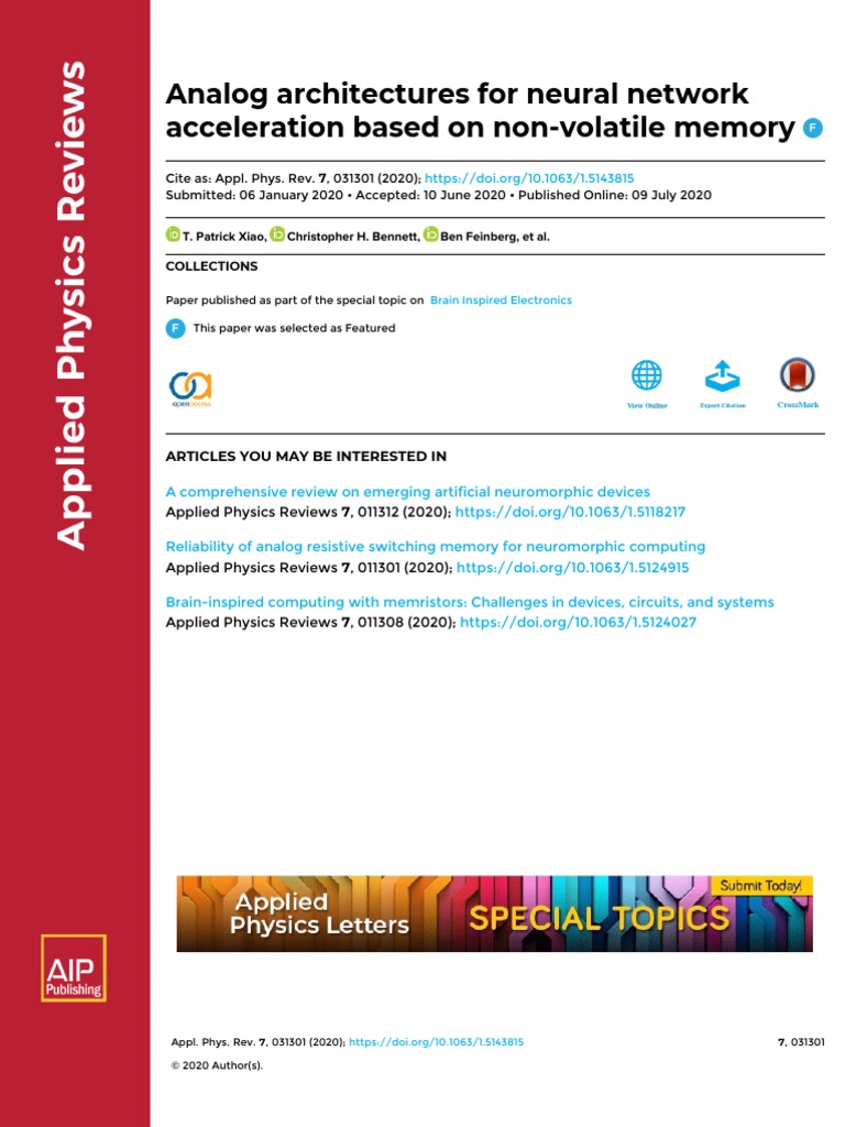 Analog Architectures For Neural Network Acceleration Based On Non ...