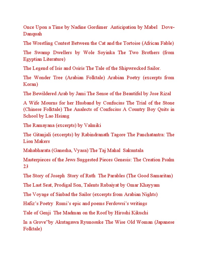 Once Upon A Time by Nadine Gordimer Anticipation by Mabel Dove