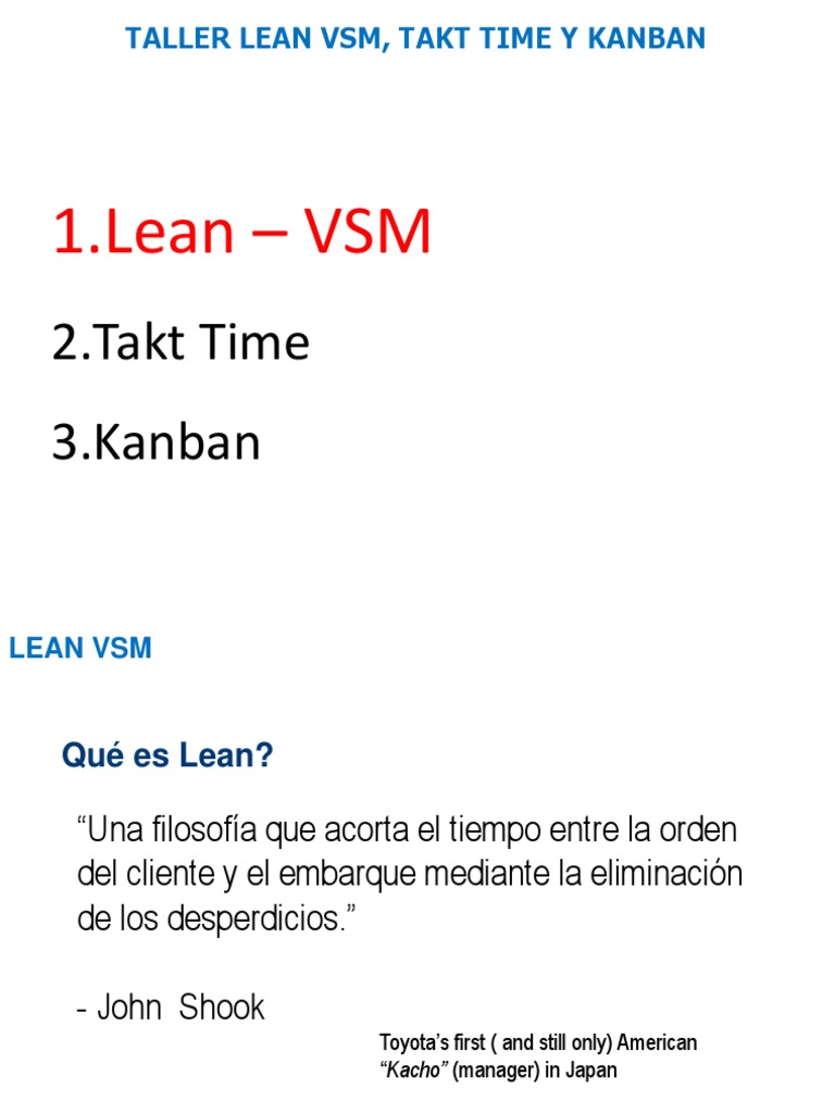 Taller sobre Lean: VSM, Takt Time y Kanban | PDF | Lean Manufacturing ...