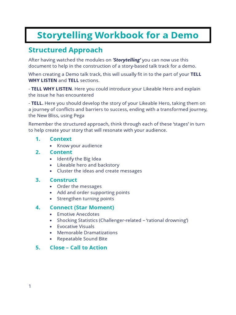 Storytelling Template Workbook DEMO | PDF | Storytelling