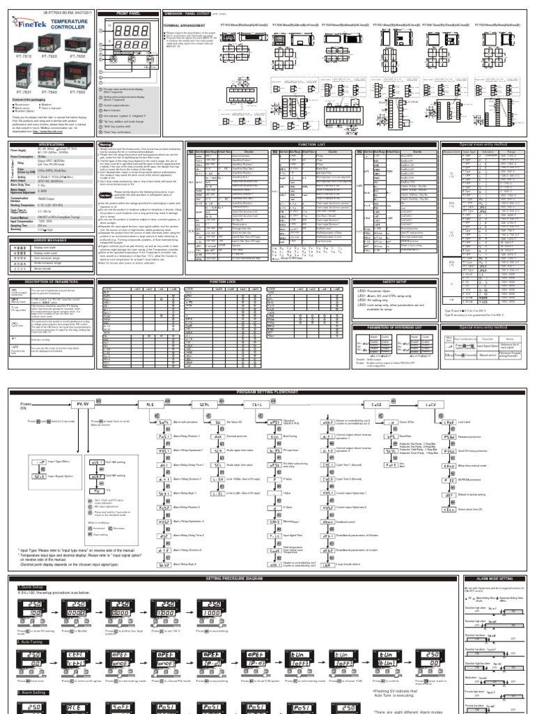 PT-7650 Temperature Controller Manual | PDF | Relay | Hysteresis