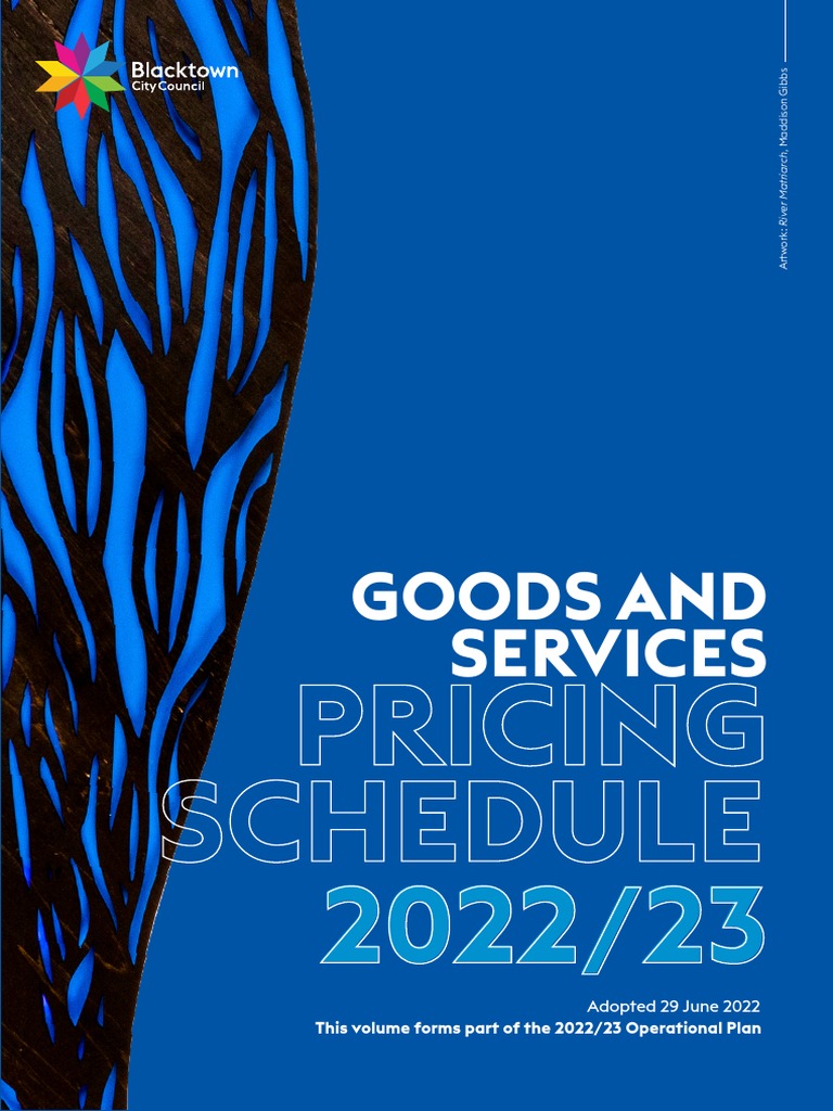 Goods and Services Pricing Schedule 2022 23 Adopted 29 06 2022