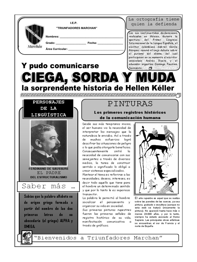 Hellen Keller PDF Escritura Helen Keller