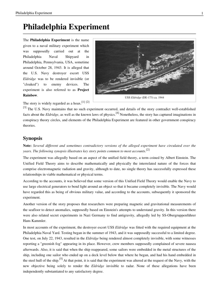 Philadelphia Experiment PDF Science Physics