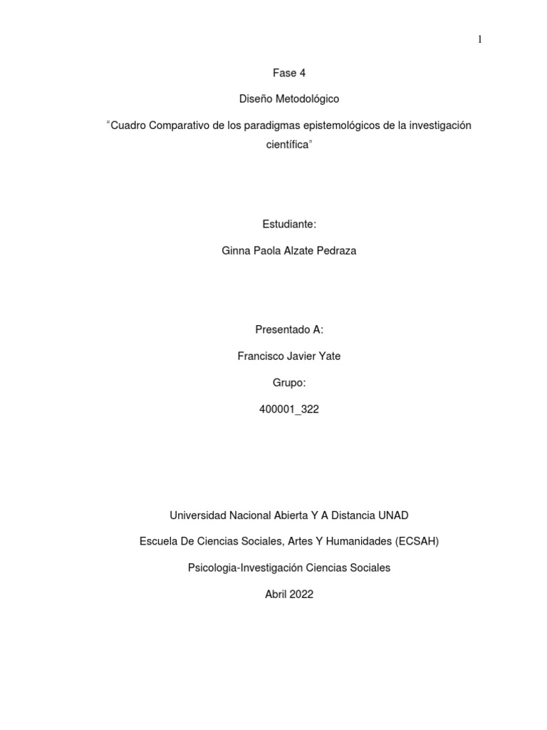 Cuadro Comparativo de Los Paradigmas Epistemológicos de La ...