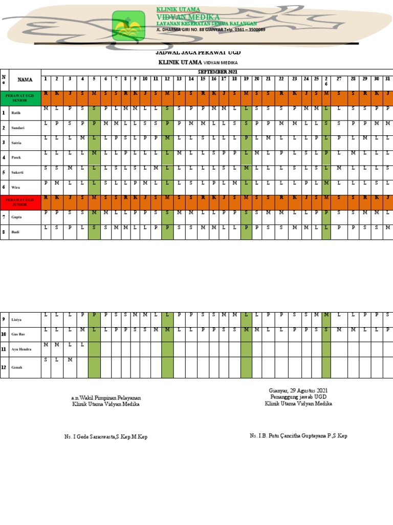 Jadwal Ugd Fix | PDF