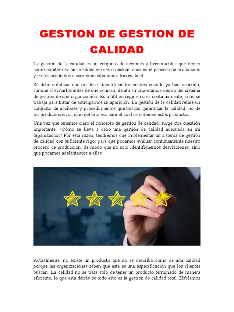 Gestion de Gestion de Calidad | PDF | Crecimiento personal y ...