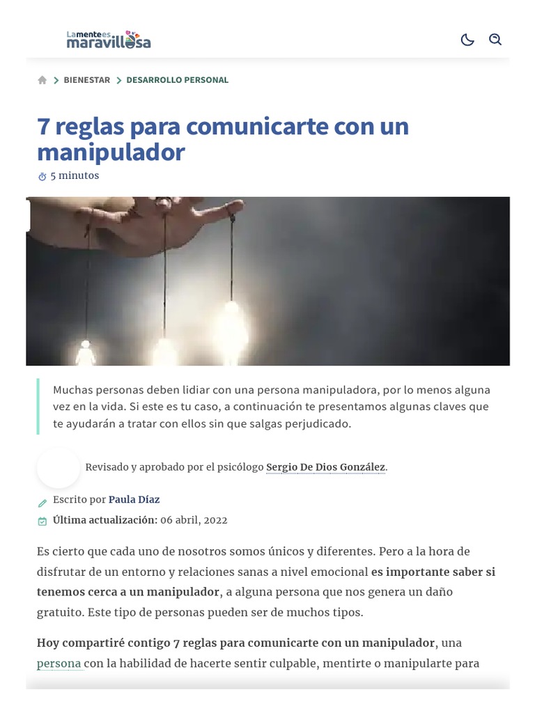 7 Reglas para Comunicarte Con Un Manipulador - La Mente Es Maravillosa ...