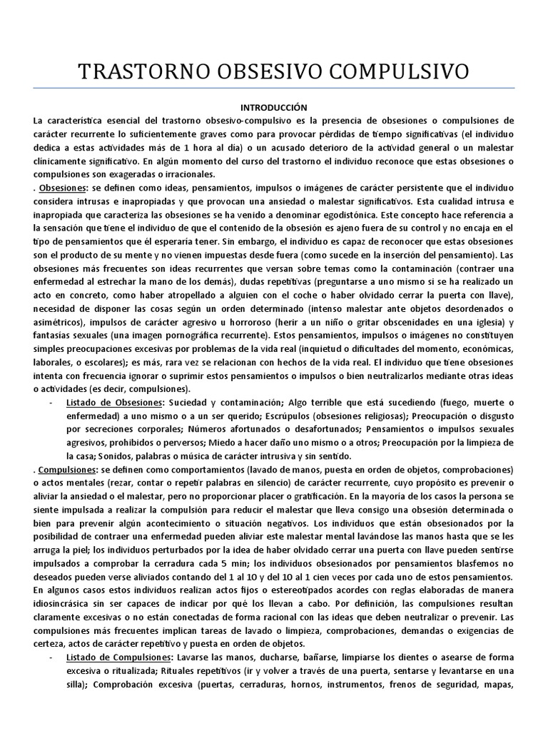 Definición de Obsesión y Compulsión | PDF | Desorden obsesivo ...