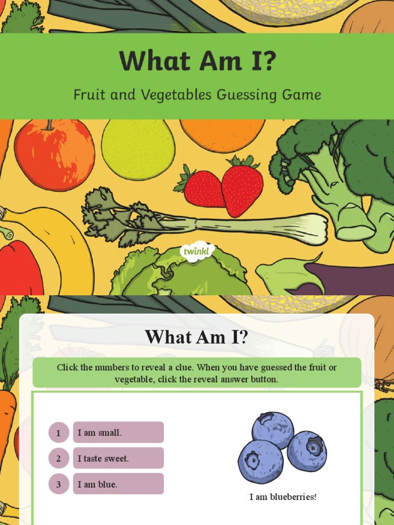 T S 3391 What Am I Fruit and Vegetables Guessing Game PowerPoint Ver 3