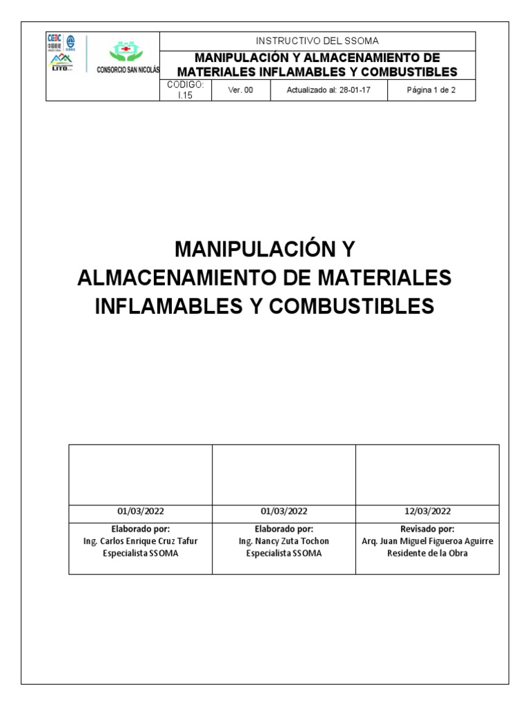 Almacenamiento Seguro de Materiales Inflamables | PDF | Ciencia y ...
