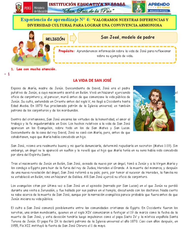Vida y Virtudes de San José | PDF | San José | María, madre de Jesús
