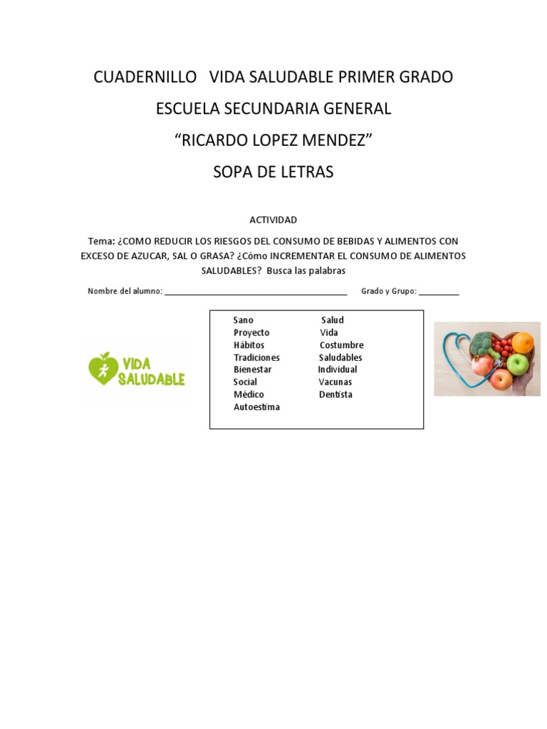 Cuadernillo Vida Saludable Secundaria | PDF | Alimentos | Azúcar